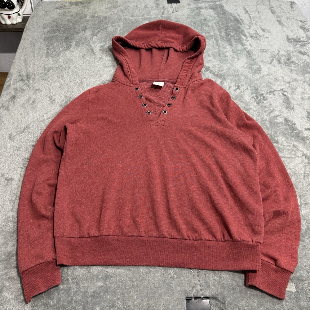 Abercrombie Fitch Eyelet V Neck Hoodie‎ Womens M Y2K Surf Retro Grunge